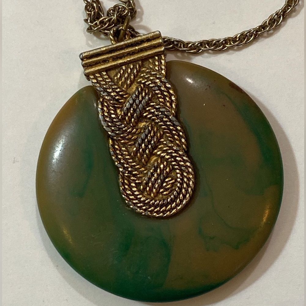 Vtg,Max Factor Solid Perfume Elegant Gold & Green… - image 3